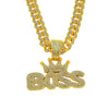 Wholesale Alloy Hiphop Exaggerated Crown Letter Pendant Cuban Chain Men's Jewelry With Diamond Design