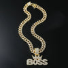 Wholesale Alloy Hiphop Exaggerated Crown Letter Pendant Cuban Chain Men's Jewelry With Diamond Design