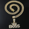 Wholesale Alloy Hiphop Exaggerated Crown Letter Pendant Cuban Chain Men's Jewelry With Diamond Design