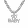 Wholesale Alloy Hiphop Exaggerated Letters Diamond Pendant Necklace For Men With Cuban Chain