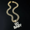 Wholesale Alloy Hiphop Exaggerated Letters Diamond Pendant Necklace For Men With Cuban Chain