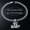 Wholesale Alloy Hiphop Exaggerated Letters Diamond Pendant Necklace For Men With Cuban Chain