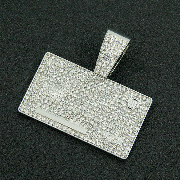 Wholesale Alloy Hiphop Geometric Diamond Pendant Necklace With Cuban Chain For Men