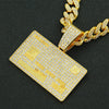 Wholesale Alloy Hiphop Geometric Diamond Pendant Necklace With Cuban Chain For Men