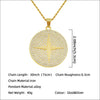 Wholesale Alloy Hiphop Geometric Diamond Round Pendant Long Necklace For Men With Twist Chain