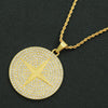 Wholesale Alloy Hiphop Geometric Diamond Round Pendant Long Necklace For Men With Twist Chain