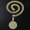 Wholesale Alloy Hiphop Geometric English Letters Full Diamond Pendant Necklace For Men
