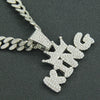 Wholesale Alloy Hiphop Letter Pendant Necklace With Diamond Treatment And Cuban Chain