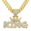 Wholesale Alloy Hiphop Letter Pendant Necklace With Diamond Treatment And Cuban Chain