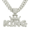 Wholesale Alloy Hiphop Letter Pendant Necklace With Diamond Treatment And Cuban Chain