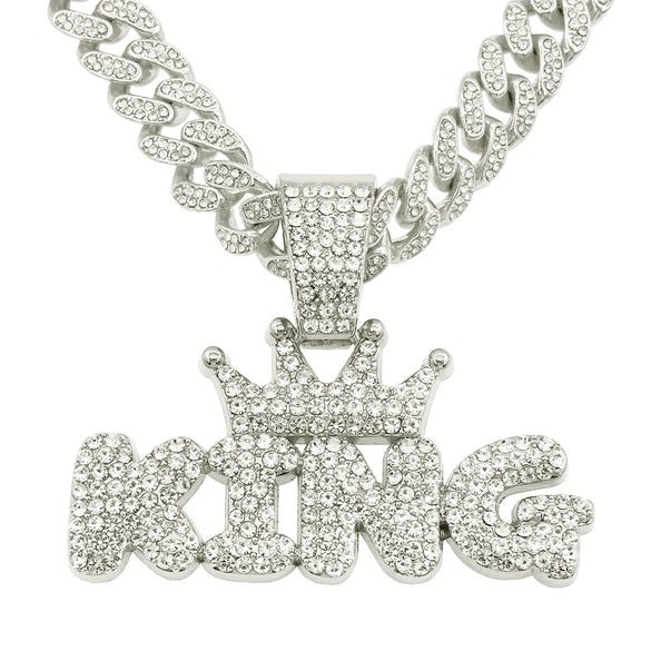 Wholesale Alloy Hiphop Letter Pendant Necklace With Diamond Treatment And Cuban Chain
