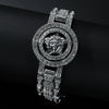 Wholesale Alloy Hiphop Men's Rotating Figure Watch With Diamond And Geometric Pattern And Bracelet