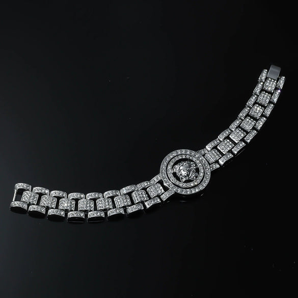 Wholesale Alloy Hiphop Men's Rotating Figure Watch With Diamond And Geometric Pattern And Bracelet