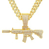 Wholesale Alloy Hiphop Style Geometric Diamond Gun Pendant Cuban Necklace For Men