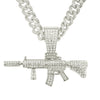 Wholesale Alloy Hiphop Style Geometric Diamond Gun Pendant Cuban Necklace For Men