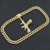 Wholesale Alloy Hiphop Style Geometric Diamond Gun Pendant Cuban Necklace For Men