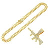 Wholesale Alloy Hiphop Style Geometric Diamond Gun Pendant Cuban Necklace For Men