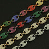 Wholesale Alloy Hiphop Style Geometric Pattern Pig Nose Buckle Coffee Bean Pendant Cuban Chain Necklace For Men With Full Color Diamond