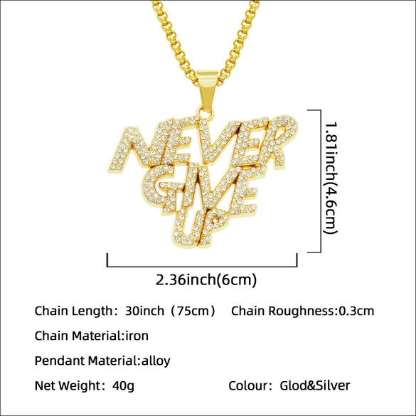 Wholesale Alloy Hiphop Style Letter Pendant Necklace With Diamond Stitching