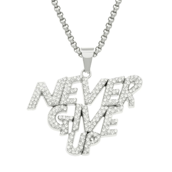 Wholesale Alloy Hiphop Style Letter Pendant Necklace With Diamond Stitching