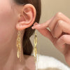 Wholesale Alloy Hollow Leaf Earrings Women's Fashion Light Luxury Niche Design Long Tassel Ear Wire With Electroplating