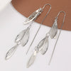 Wholesale Alloy Hollow Leaf Earrings Women's Fashion Light Luxury Niche Design Long Tassel Ear Wire With Electroplating