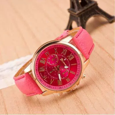 Wholesale Alloy Imitation Leather Strap Quartz Watch With Round Dial And Roman Numeral Scale Leisure Style