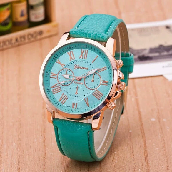 Wholesale Alloy Imitation Leather Strap Quartz Watch With Round Dial And Roman Numeral Scale Leisure Style
