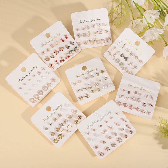Wholesale Alloy Imitation Pearl Elegant Women's Earrings Set With Fruit Food Style And Geometric Pattern Electroplated