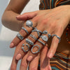 Wholesale Alloy Imitation Pearl Finger Ring Geometric Pattern Electroplating Women's Style