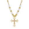 Wholesale Alloy Imitation Pearl Geometric Cross Pendant Retro Punk Multi Layer Women's Sweater Necklace Electroplated