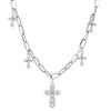 Wholesale Alloy Imitation Pearl Geometric Cross Pendant Retro Punk Multi Layer Women's Sweater Necklace Electroplated