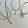 Wholesale Alloy Imitation Pearl Geometric Cross Pendant Retro Punk Multi Layer Women's Sweater Necklace Electroplated