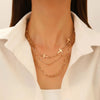 Wholesale Alloy Imitation Pearl Geometric Cross Pendant Retro Punk Multi Layer Women's Sweater Necklace Electroplated