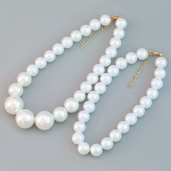 Wholesale Alloy Imitation Pearl Necklace Set With Snake Bone Chain And Geometric Style For Women
