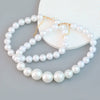 Wholesale Alloy Imitation Pearl Necklace Set With Snake Bone Chain And Geometric Style For Women
