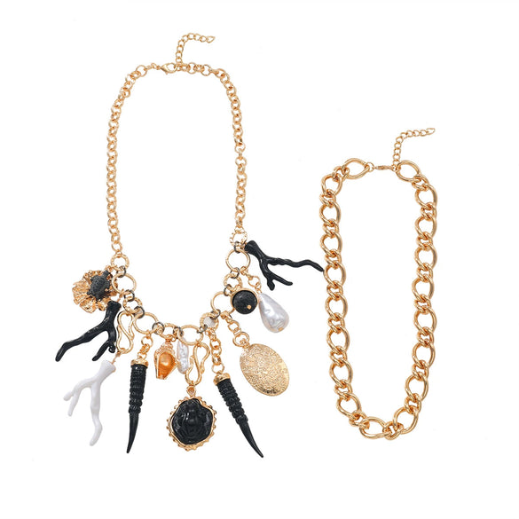 Wholesale Alloy Imitation Pearl Necklace With Animal And Zodiac Shapes And Geometric Patterns Electroplated For Women