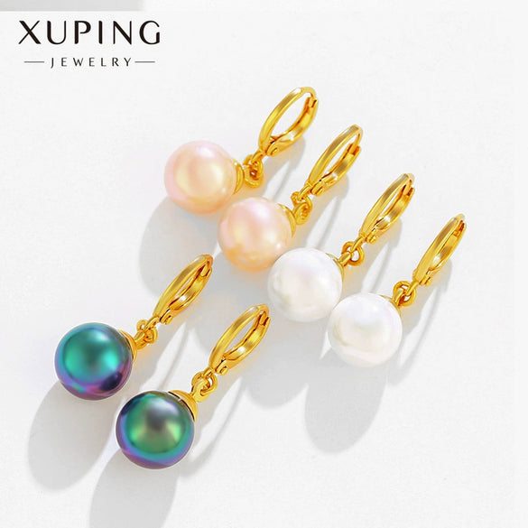 Wholesale Alloy Imitation Pearl Retro Geometric Earrings For Women With Electroplating