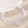 Wholesale Alloy Imitation Pearls And Rhinestones Plants Flowers Geometric Style Women's Pearl Necklace Set