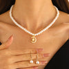 Wholesale Alloy Imitation Pearls And Rhinestones Plants Flowers Geometric Style Women's Pearl Necklace Set