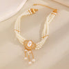 Wholesale Alloy Imitation Pearls And Rhinestones Plants Flowers Geometric Style Women's Pearl Necklace Set