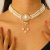 Wholesale Alloy Imitation Pearls And Rhinestones Plants Flowers Geometric Style Women's Pearl Necklace Set