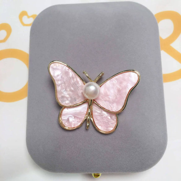 Wholesale Alloy Imitation Shell Butterfly Pearl Brooch With Wheat Ears Pattern For Women