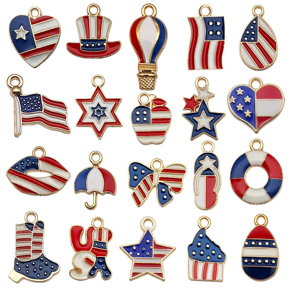 Wholesale Alloy Independence Day American Flag Cross Pendant Jewelry Accessories With Oil Dripping And Totem Pattern Minimalist Style