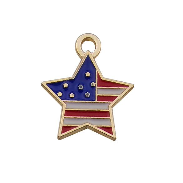 Wholesale Alloy Independence Day American Flag Cross Pendant Jewelry Accessories With Oil Dripping And Totem Pattern Minimalist Style