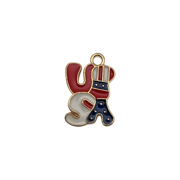 Wholesale Alloy Independence Day American Flag Cross Pendant Jewelry Accessories With Oil Dripping And Totem Pattern Minimalist Style