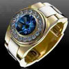 Wholesale Alloy Inlaid Blue Zircon Geometric Ring With Electroplating Treatment