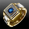 Wholesale Alloy Inlaid Blue Zircon Geometric Ring With Electroplating Treatment