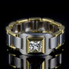 Wholesale Alloy Inlaid Blue Zircon Geometric Ring With Electroplating Treatment