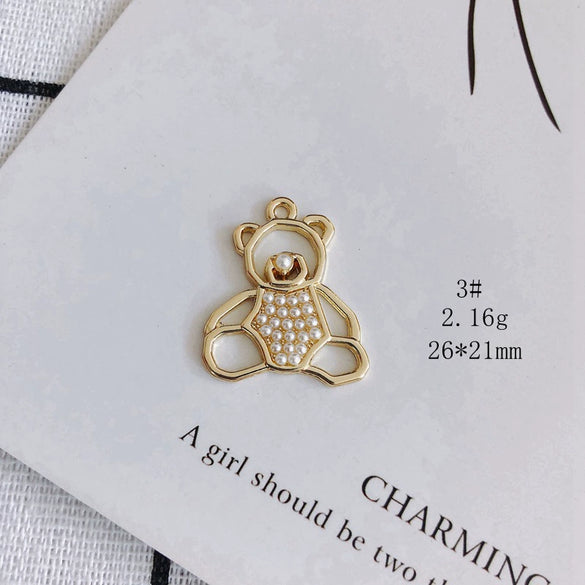 Wholesale Alloy Inlaid Jewelry Accessories With Bear And Rabbit Shapes For Earrings And Necklace